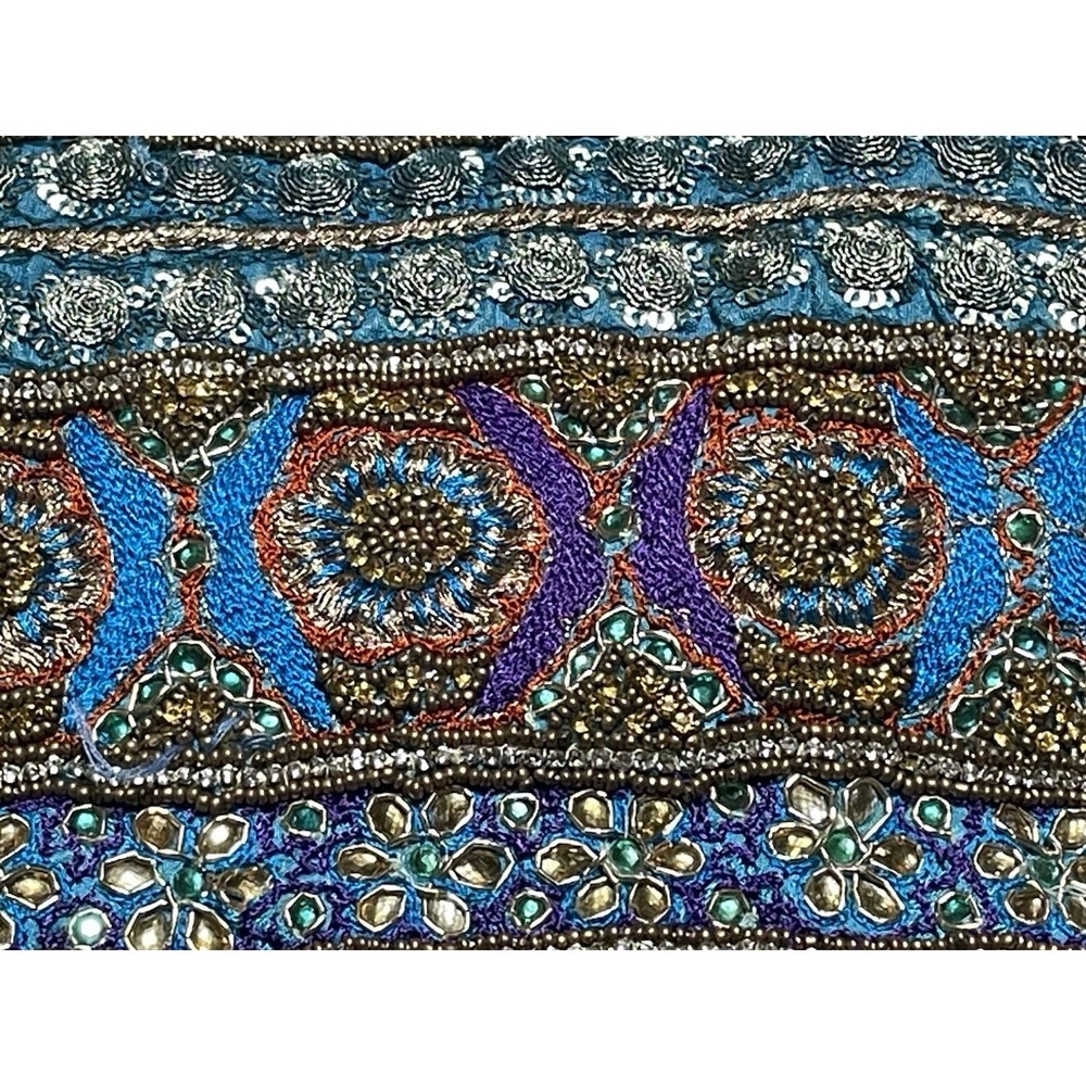 Heavy Embellished Punjabi Kurti Aqua Blue Zardozi Stone Tunic Kameez 19x30 - Picture 6 of 12